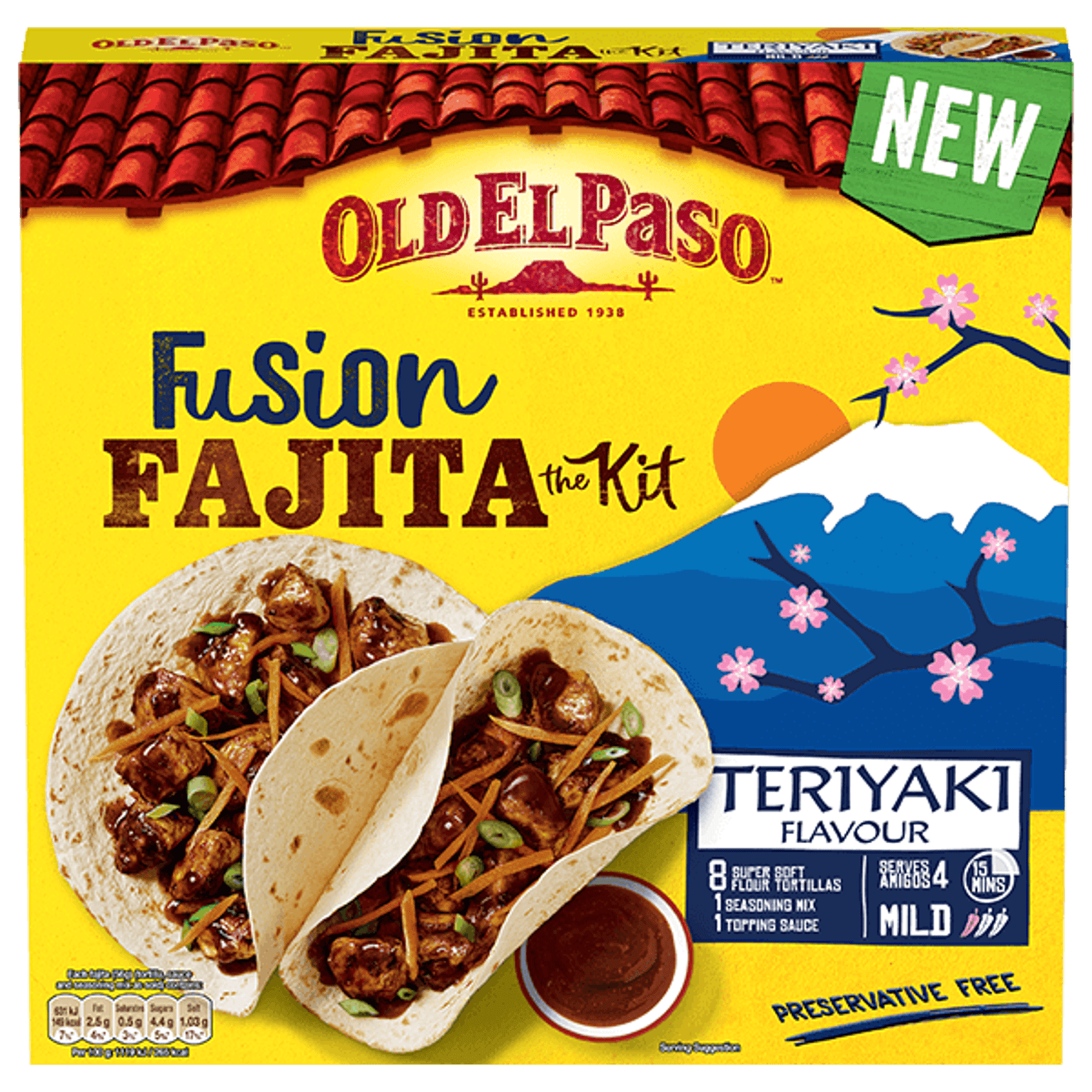 pack of Old El Paso's fusion teriyaki fajita kit (451g)